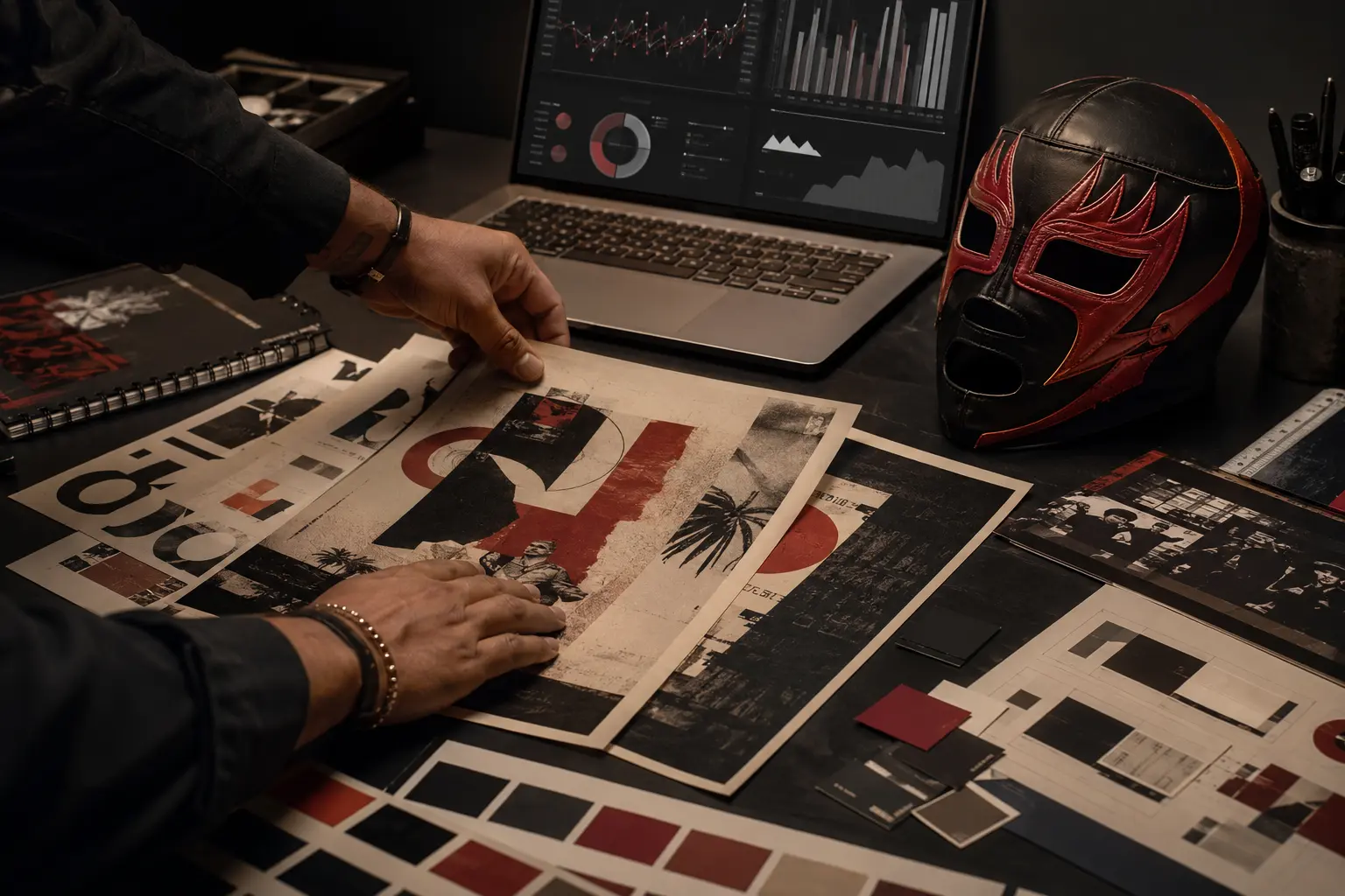 Equipo de Guru Marketing USA revisando diseños de marca bilingües