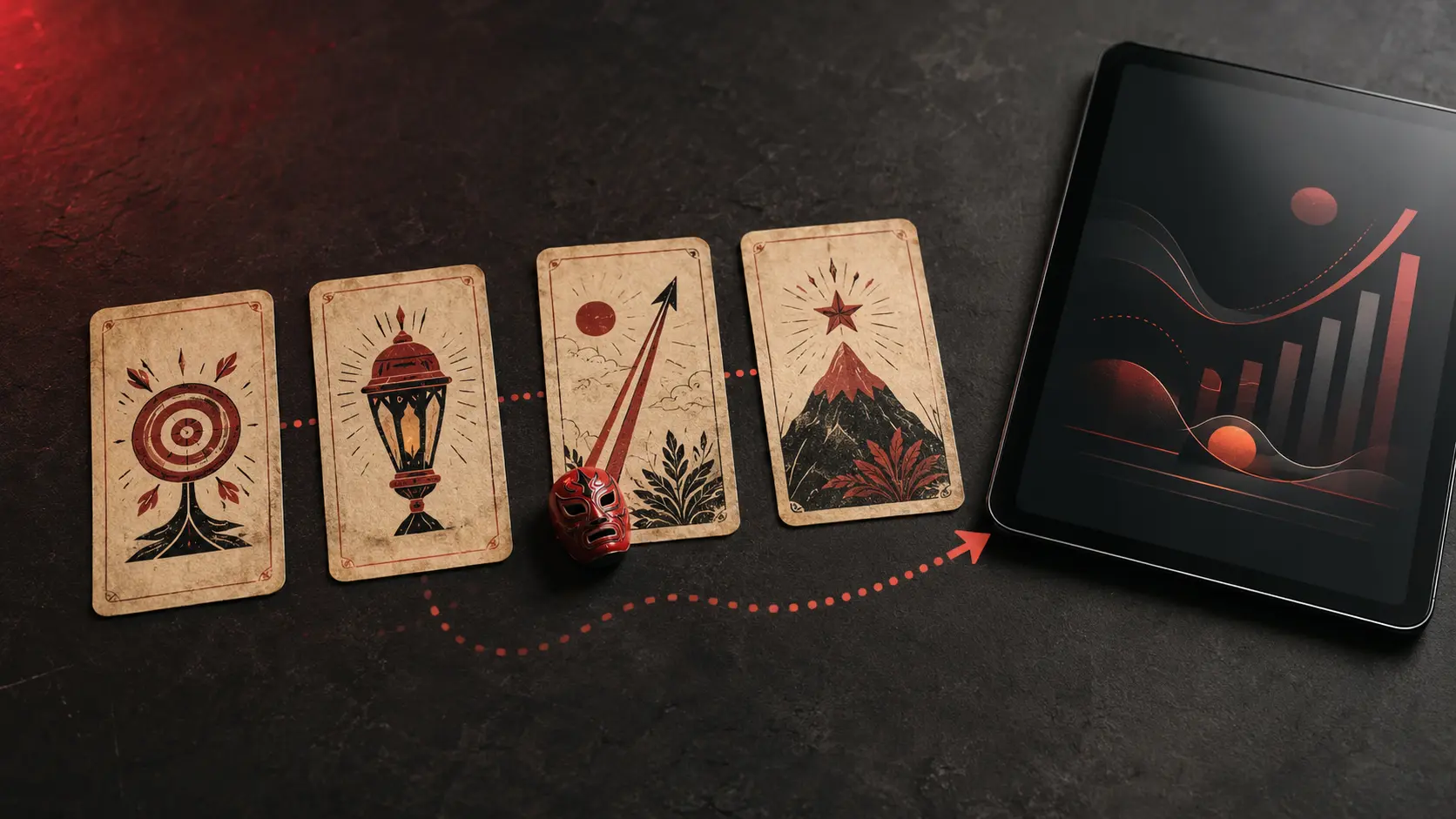 Cartas de lotería como mapa del proceso de marketing en cuatro pasos